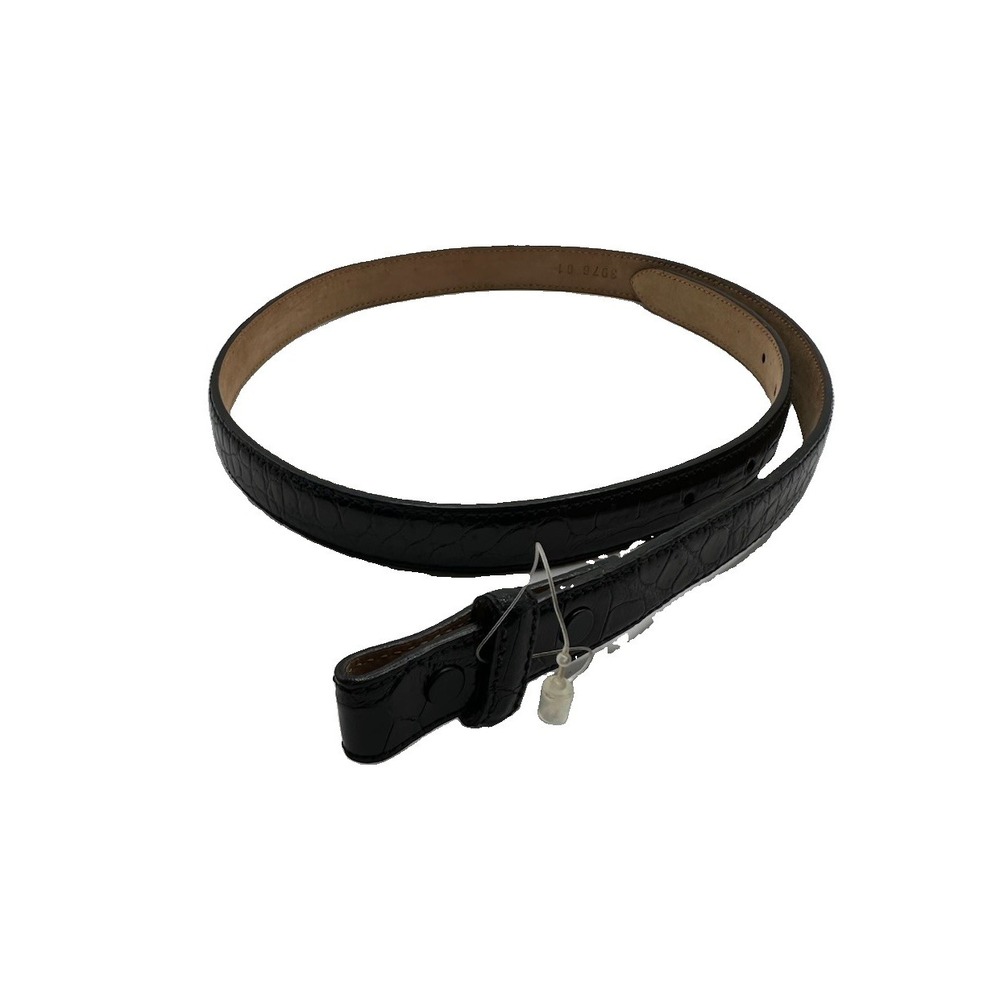 Bespoke Black Genuine American Alligator Womens Skinny Belt .75in M 3976 01 NEW